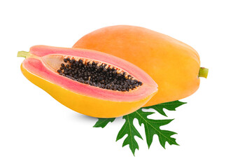 papaya fruit isolated 0n white background