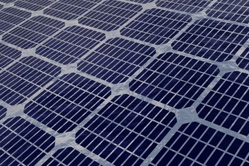 close-up of a Solar Panel  with the reflection of a sun rays,Green energy,Eco,Solar Farm,Green Industrial Factory with Renewable Energy.3D rendering illustration.