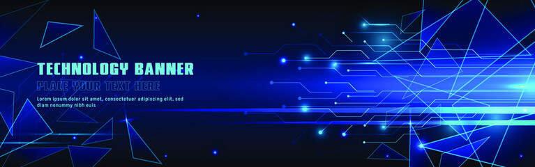technology concept for web banner template or brochure , Blue colour.
