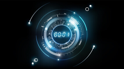 Abstract Futuristic Technology Background with Digital number timer concept and countdown, Can adjust Digital number, vector illustration
