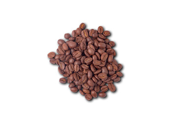 Coffee beans are light brown in isolated.