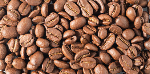 Close up roasted coffee beans.Brown bean color