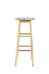 Old wooden chair isolated on white with clipping path.