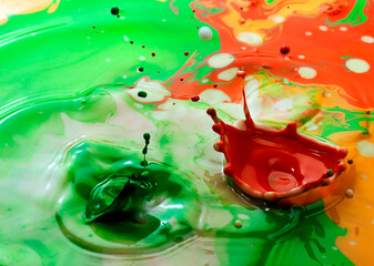 abstract color pigments milk drops