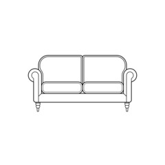 Sofa Outline Icon Illustration on Isolated White Background
