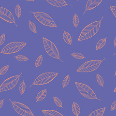 leaves seamless pattern. vector illustration hand drawn in doodle style. scandinavian, minimalism. wallpaper, background, textiles, wrapping paper.