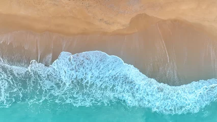 Stoff pro Meter The Summer tropical  background with seascape with beach waves from aerial  Top view from drone. Travel concept © SASITHORN