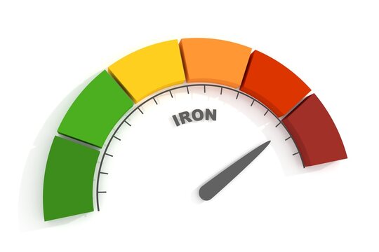 Iron level abstract scale. Food value measuring. 3D render