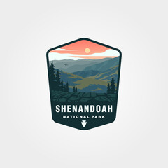 shenandoah national park logo patch vector illustration design, shenandoah landscape design