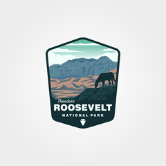 theodore roosevelt national park vector logo symbol illustration design - obrazy, fototapety, plakaty