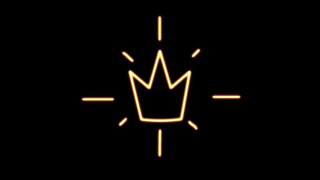 Neon sign of glowing crown symbol Motion graphics background animation.