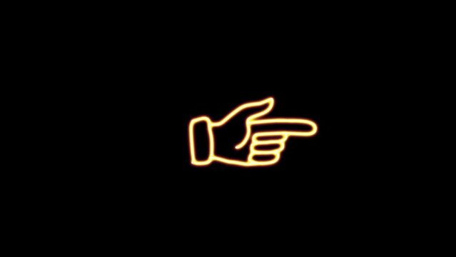 Neon sign of glowing hand gun symbol Motion graphics background animation.