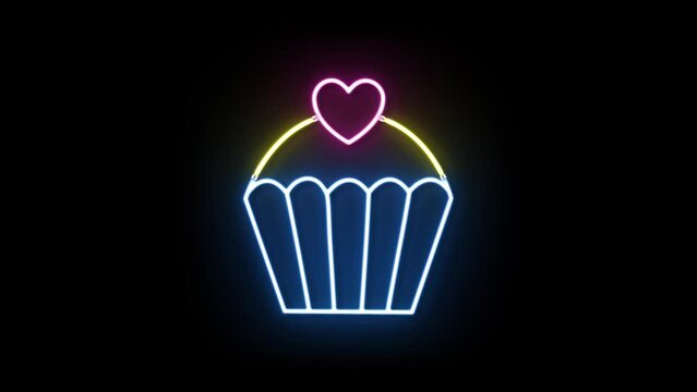 Neon sign of glowing valentine day element  Motion graphics background movie