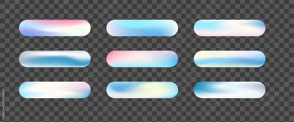 Poster trendy holographic buttons for web design. vector colorful icons set