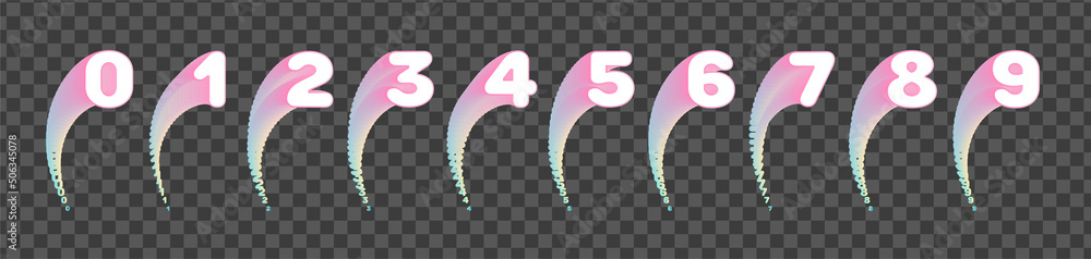 Poster set of colorful blend numbers for marketing design. bullet point 0 to 9 isolated on transparent back