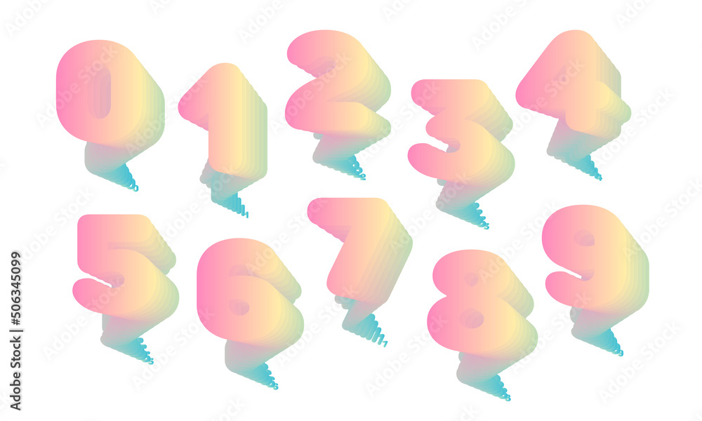 Poster set of colorful blend numbers for marketing design. bullet point 0 to 9