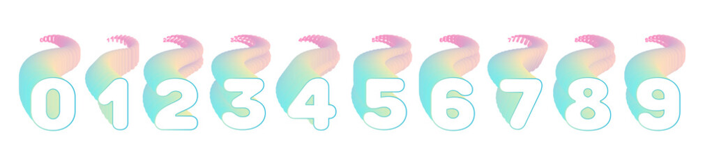 Fototapeta premium Set of colorful blend numbers for marketing design. Bullet point 0 to 9