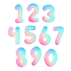 Naklejka premium Set of color numbers with holographic gradient. Vector illustration