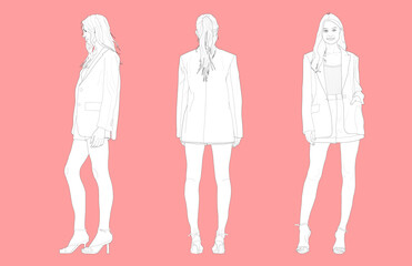 Vector Outline Woman silhouettes 