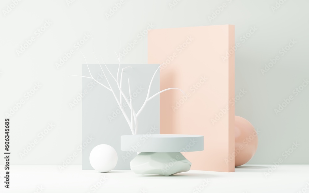 Aufkleber 3d render abstract display podium platform for product presentation and advertising. minimal scene b
