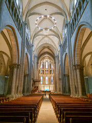 Geneva, Switzerland - August 20, 2019: Interior of Saint-Pierre Cathedral in Geneva. The church is...