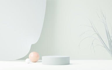3d render abstract display podium platform for  product presentation and advertising. Minimal scene backdrop with clean design. Vacant pedestal for mock up. Empty stage with pastel color for cosmetic.