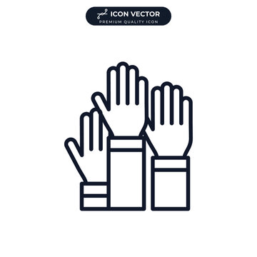 Raised Hands. Voting Hands Icon Symbol Template For Graphic And Web Design Collection Logo Vector Illustration