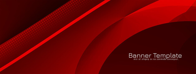 Modern elegant wave style red color banner design