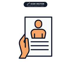 resume cv. Headhunting resume icon symbol template for graphic and web design collection logo vector illustration