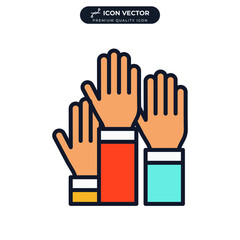 raised hands. Voting hands icon symbol template for graphic and web design collection logo vector illustration