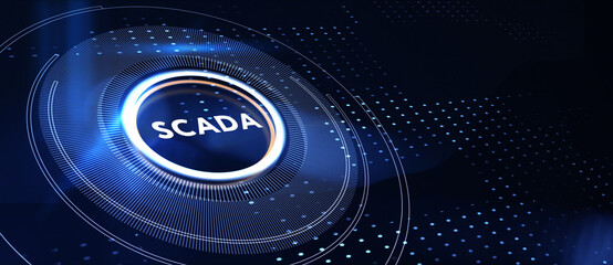 System Supervisory Control And Data Acquisition technology concept. SCADA 3d illustration