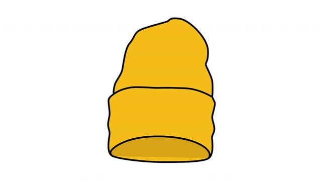 Yellow hat beanie seamless loop animation. Luma matte, alpha channel. 2d element for your design.