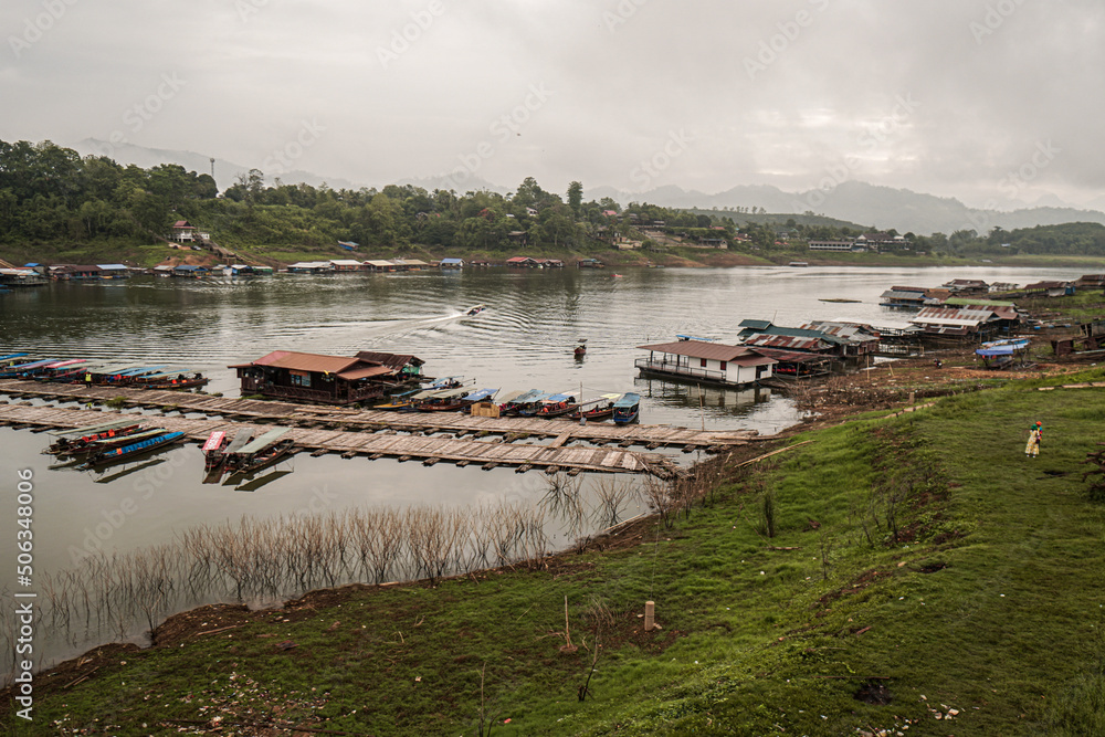 Poster boats on the river