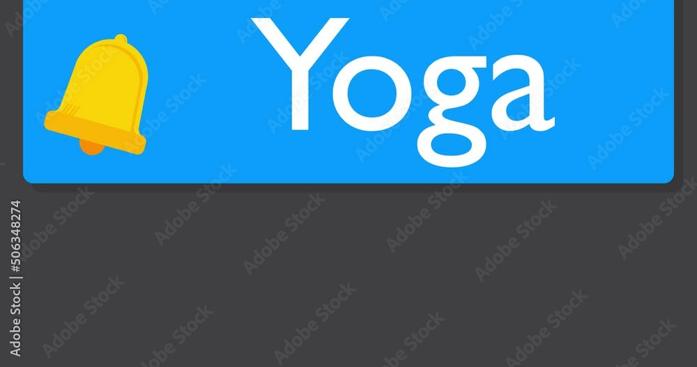 Poster yoga. text on notification bubble from portable information device screen. mobile app message, conne