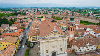 Aerial View of Cittadella Duomo and the Venetian Walls, Padua, Veneto, Italy, Europe