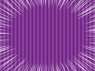 シンプルな白色の集中線とストライプ背景イラスト（紫）