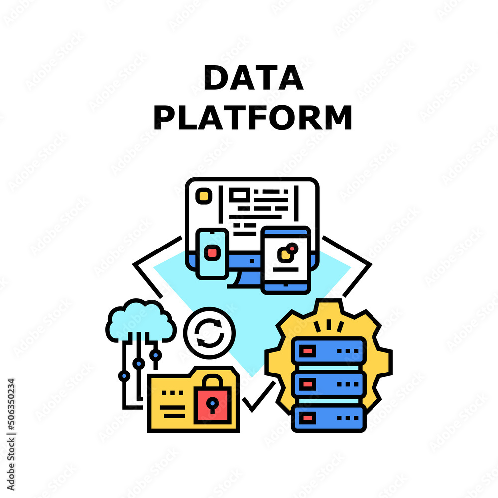 Aufkleber data platform vector icon concept. data platform for storaging digital media files, cyberspace priva