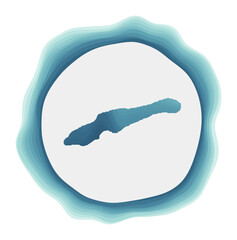 Little Cayman logo. Badge of the island. Layered circular sign around Little Cayman border shape. Artistic vector illustration.