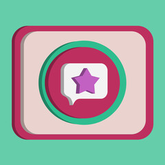 3D callout shape star icon button vector with turquoise and pink background, best for property design images, editable colors, popular vector