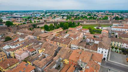 Obraz premium Aerial View of Cittadella with the Venetian Walls, Padua, Veneto, Italy, Europe