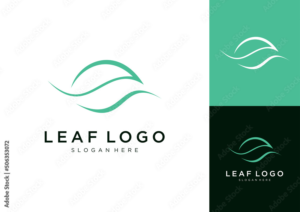 Wall mural Letter E leaf logo design template.