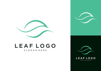 Letter E leaf logo design template.