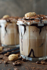 Iced coffee mocha with whipped cream