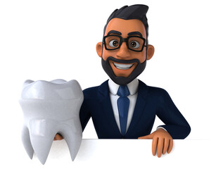 Fun 3D cartoon illustration of an indian businessman