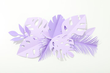 Decorative purple exotic leaves on white background