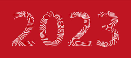 2023 new year - red colored striped banner - vector illustration