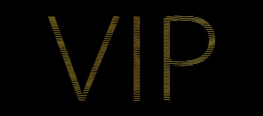 VIP - gold colored striped banner - vector illustration