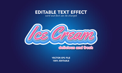 text effect ice cream with sweet and funny nuances. can be used as a title or text logo.