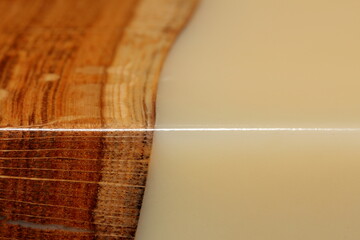 the oak texture is filled with epoxy resin