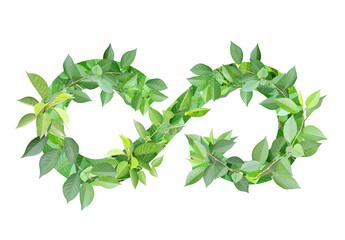 Responsible consumption. Circular economy symbol made from green leaves